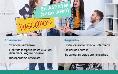 ASPAYM Jaén lanza una oferta de empleo en Enfermería con incorporación inmediata