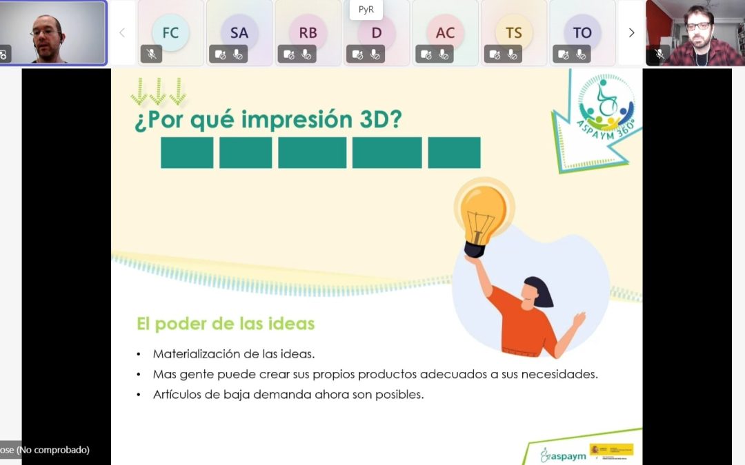 La impresión 3D para personas con discapacidad, en la nueva sesión ASPAYM 360º