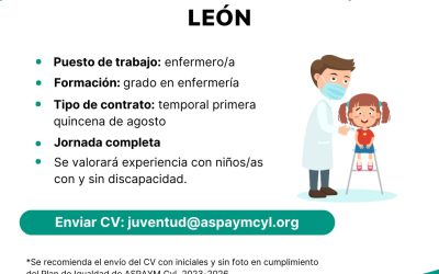 ASPAYM Castilla y León busca profesional de enfermería para trabajo temporal de verano