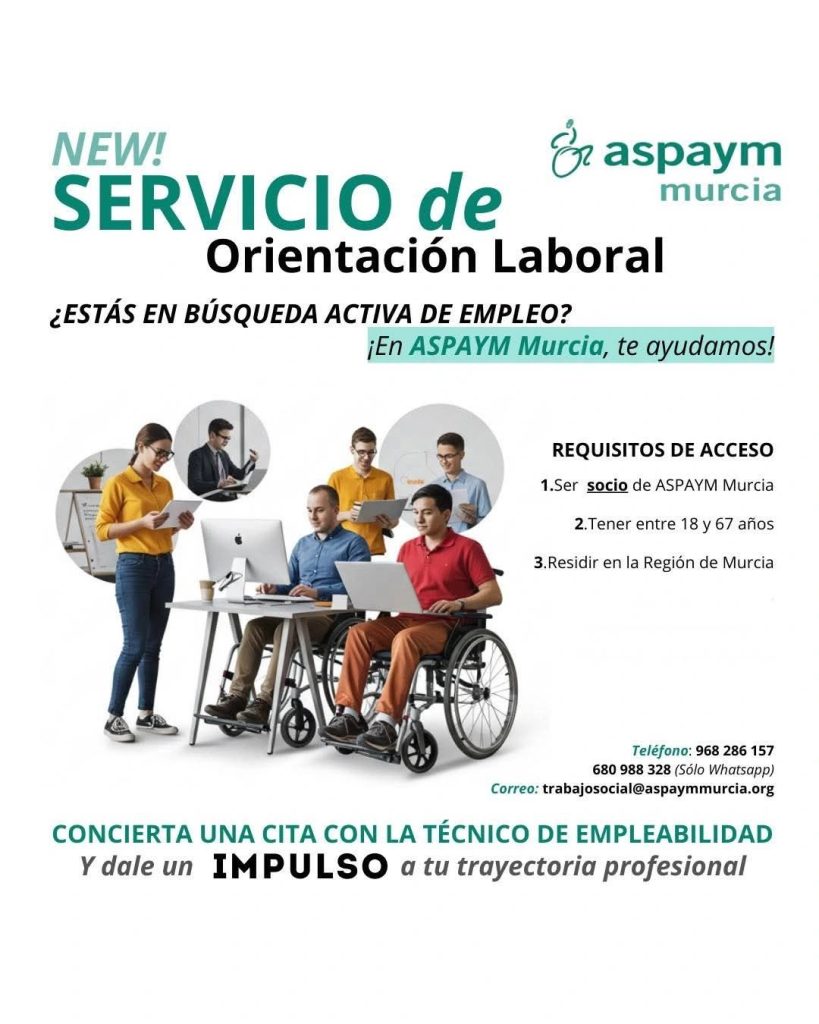 Nuevo servicio de orientación laboral en ASPAYM Murcia